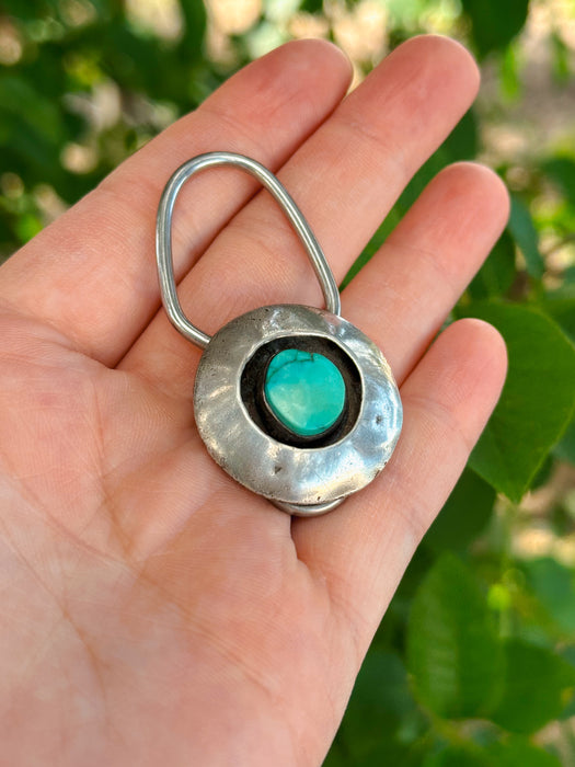 Vintage: Turquoise shadow box slide lock key ring