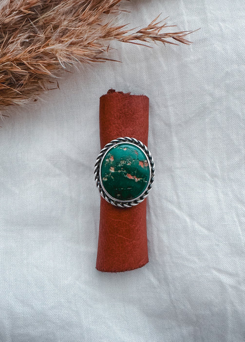 Vintage: Size 7 The Mossy Turquoise Statement Ring