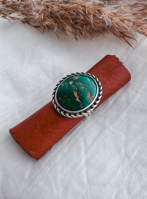 Vintage: Size 7 The Mossy Turquoise Statement Ring